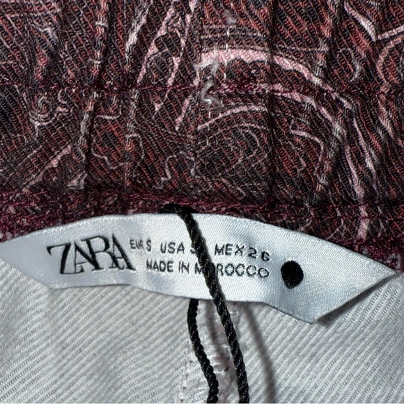ZARA TRF Paisley Print Drawstring Pants ✨ Size Small | Burgundy boho Trousers - Picture 12 of 12